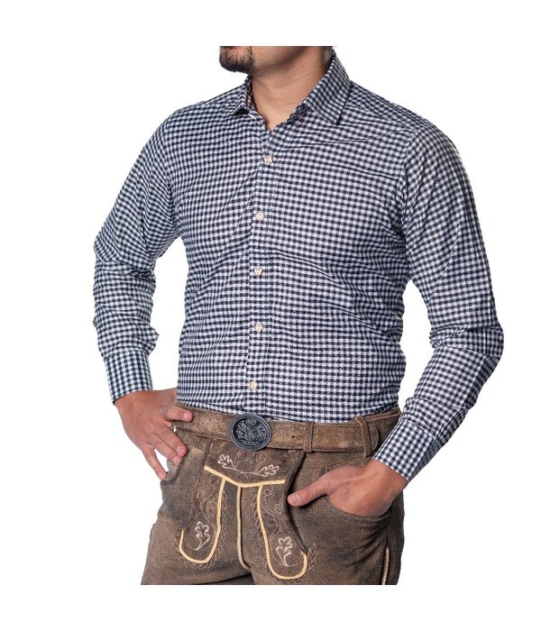 Trachtenhemd Leopold Zwart Geblokt