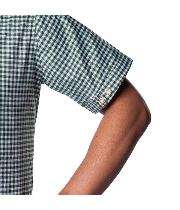 Trachtenhemd Korte Mouw Leopold Groen Geblokt