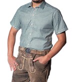 Trachtenhemd Korte Mouw Leopold Groen Geblokt