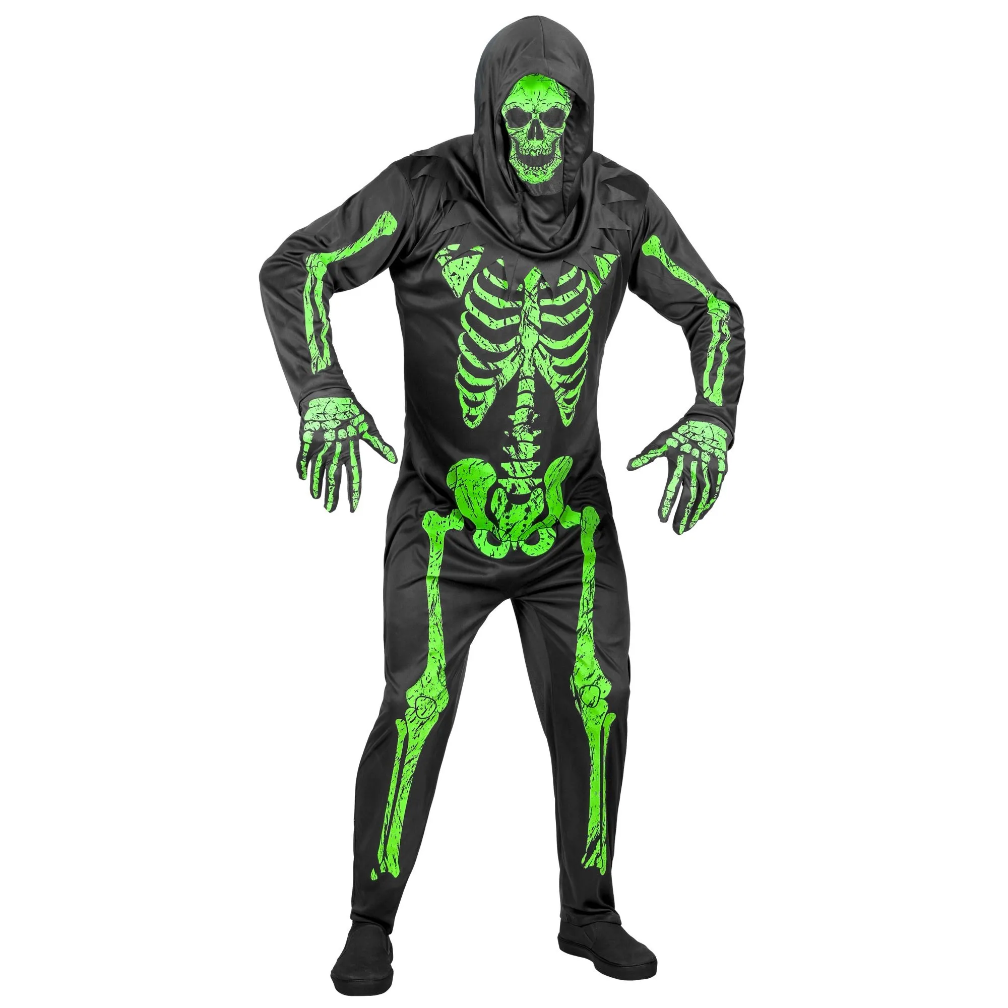 Groen Neon Skelet Kostuum Volwassenen afbeelding
