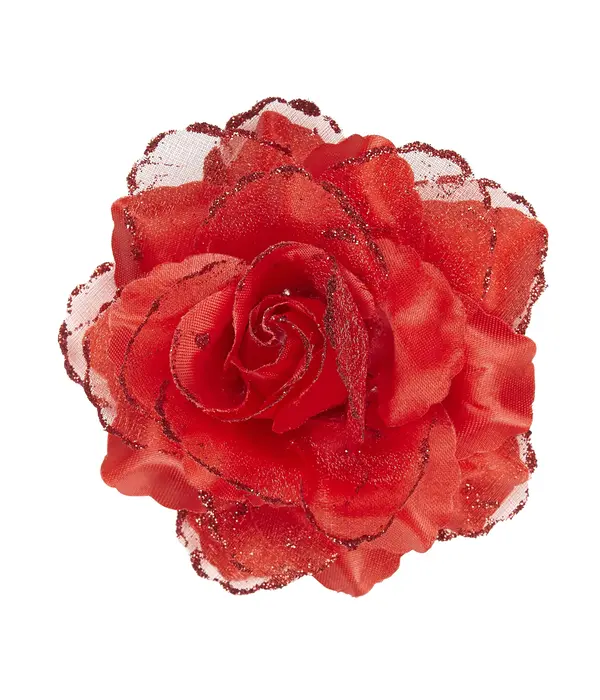 Rode Roos Haarclip met glitters