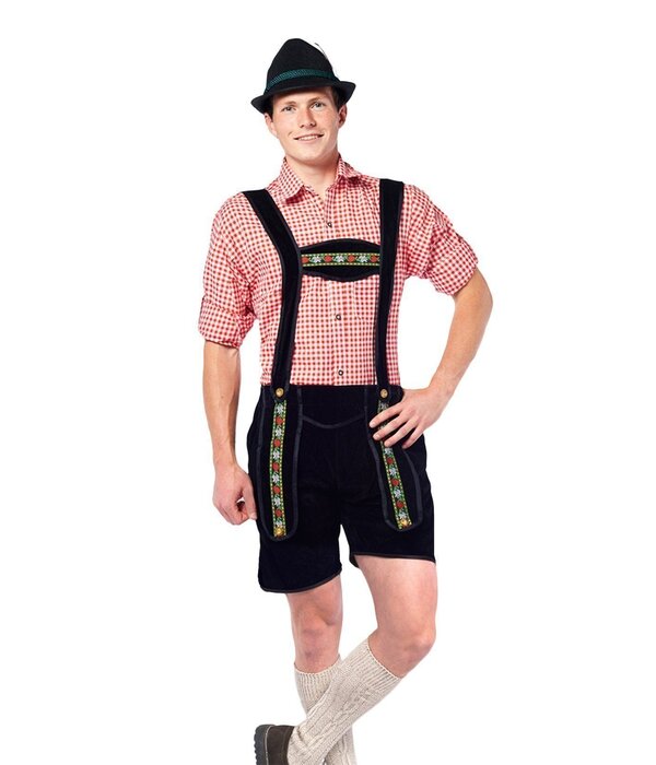 Lederhose Johann Zwart Kort