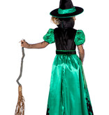 Heks Kostuum Groen Kind Lang Chanika