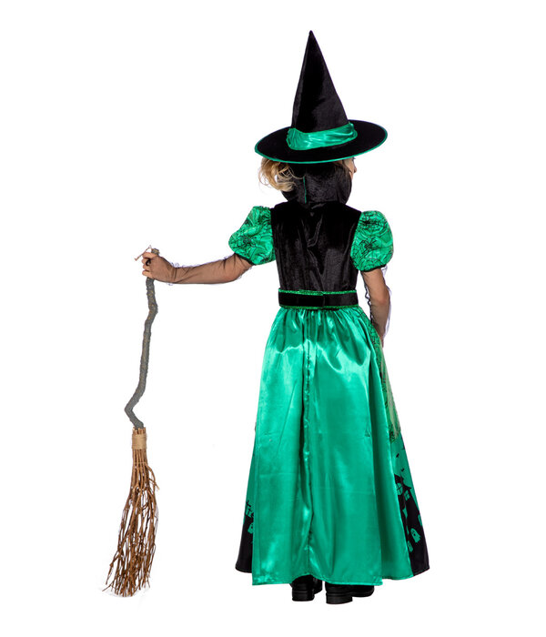 Heks Kostuum Groen Kind Lang Chanika