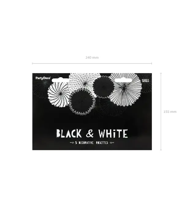 Decoratieve Rozetten Black & White 5-delig