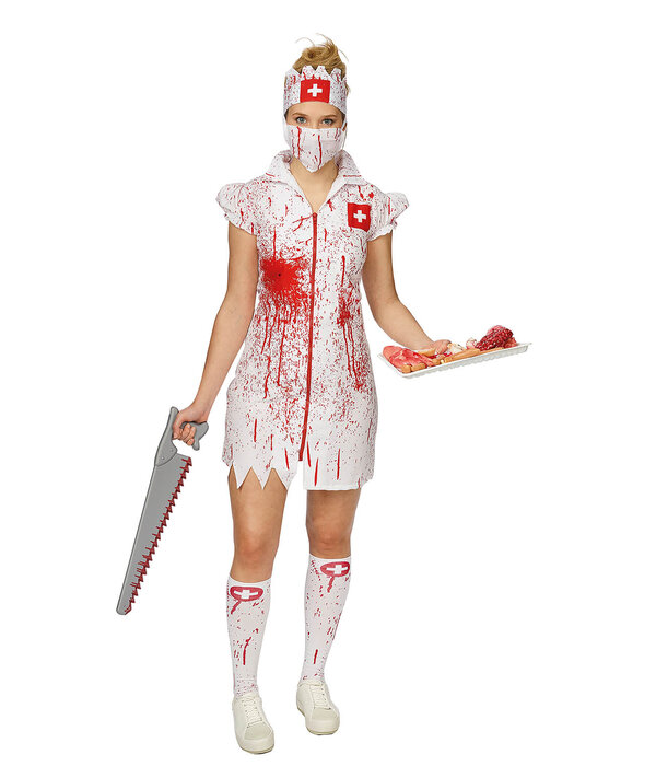 Kostuum Zombie nurse 4-delig