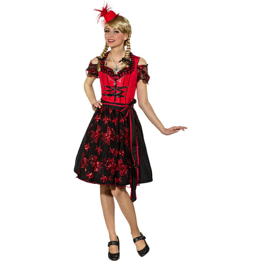 Tiroler Jurk Dirndl Rood/Zwart Edelweiss Deluxe