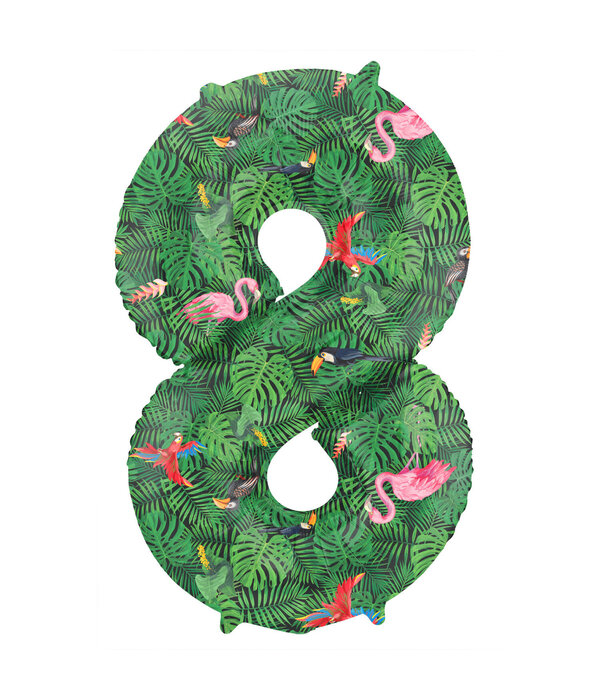 Folieballon Cijfer 8 Jungle Print (86cm)