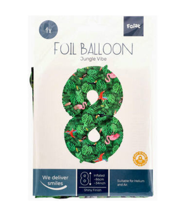 Folieballon Cijfer 8 Jungle Print (86cm)