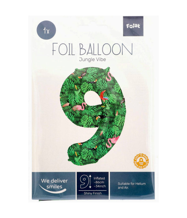 Folieballon Cijfer 9 Jungle Print (86cm)
