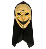 Gezichtsmasker Crazy killer met kap goud