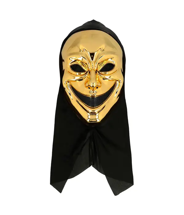 Gezichtsmasker Crazy killer met kap goud