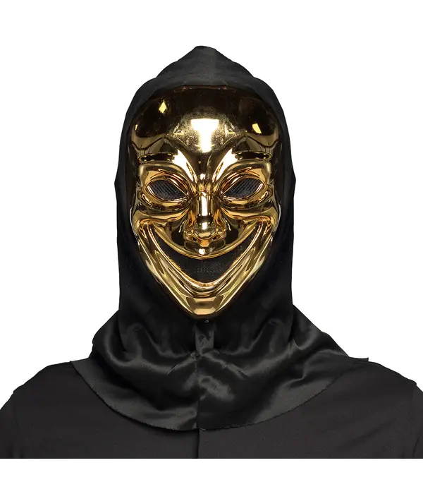 Gezichtsmasker Crazy killer met kap goud