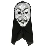 Gezichtsmasker Anonymous met Kap zilver