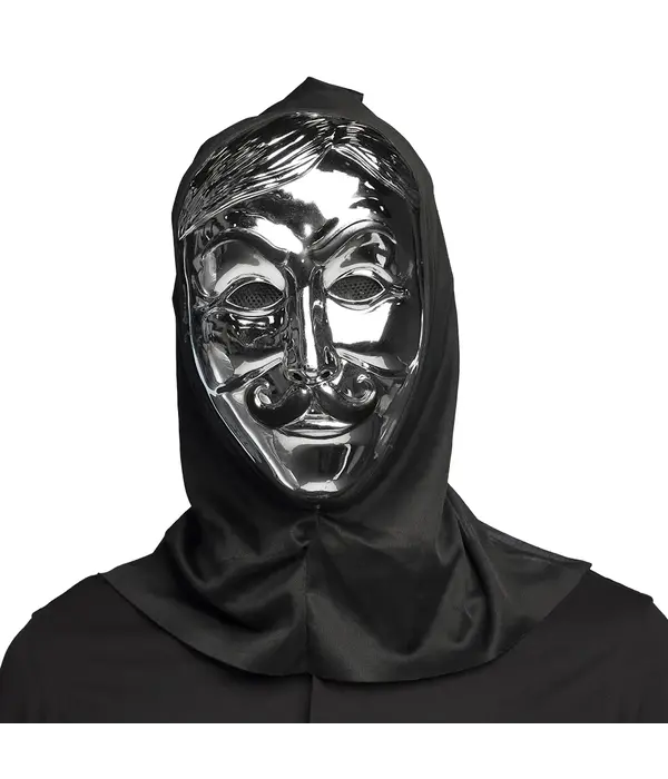 Gezichtsmasker Anonymous met Kap zilver