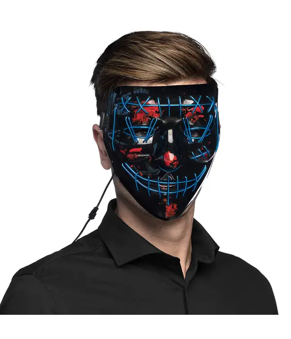 Halloween LED Masker Killer Smile Blauw