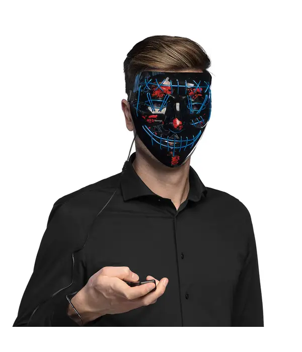 Halloween LED Masker Killer Smile Blauw