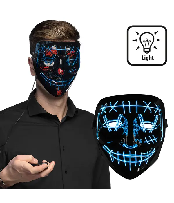 Halloween LED Masker Killer Smile Blauw