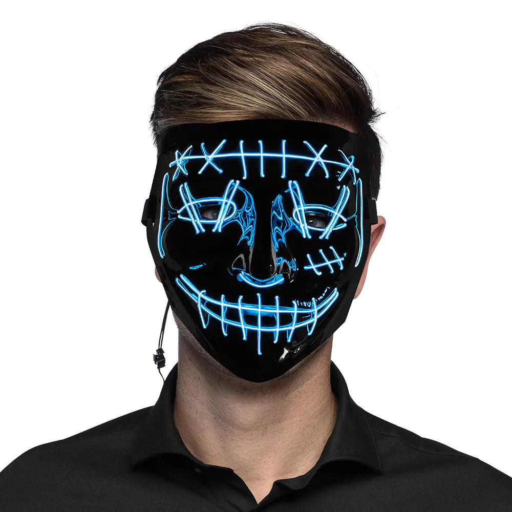 Halloween LED Masker Killer Smile Blauw afbeelding