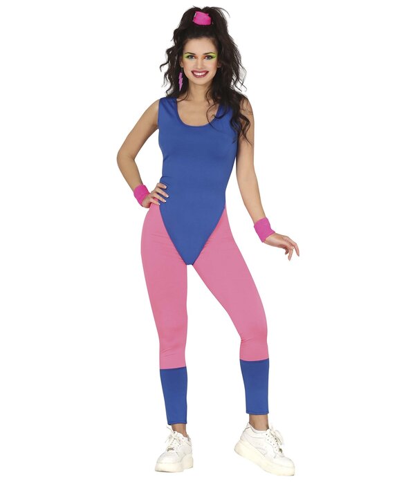 Foute Gymnast Dames Kostuum Blauw/Roze
