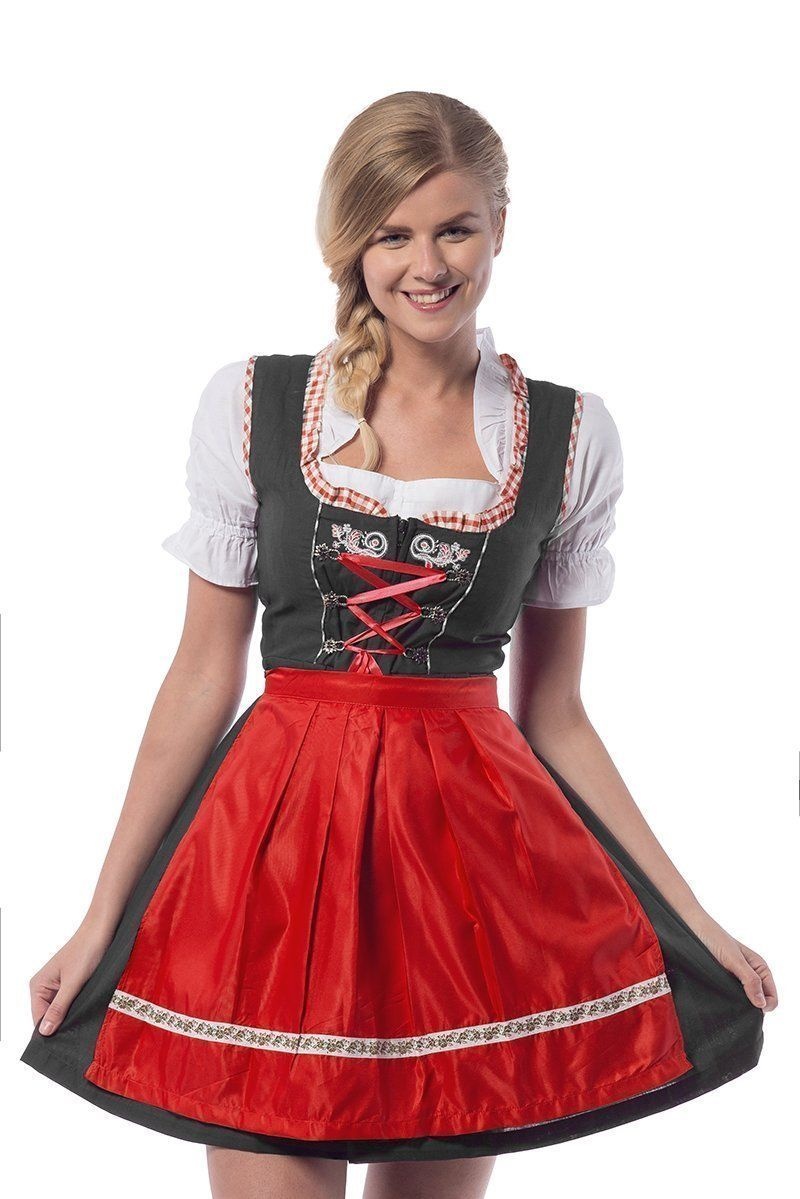 Tannhauser Oktoberfest Dirndl Dames Laura Oktoberfest Dames Carnavalskleding Dames - Polyester -Zwart/Rood- Maat M