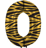 Folieballon Cijfer 0 Tijger Chic (86cm)