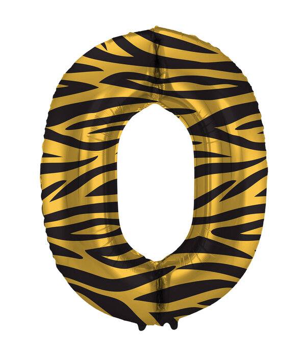 Folieballon Cijfer 0 Tijger Chic (86cm)