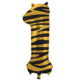 Folieballon Cijfer 1 Tijger Chic (86cm)