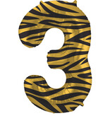 Folieballon Cijfer 3 Tijger Chic (86cm)