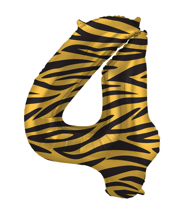 Folieballon Cijfer 4 Tijger Chic (86cm)
