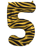 Folieballon Cijfer 5 Tijger Chic (86cm)