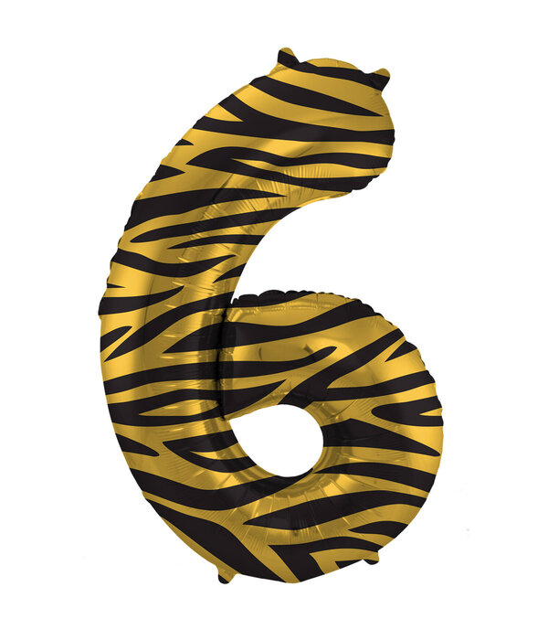 Folieballon Cijfer 6 Tijger Chic (86cm)