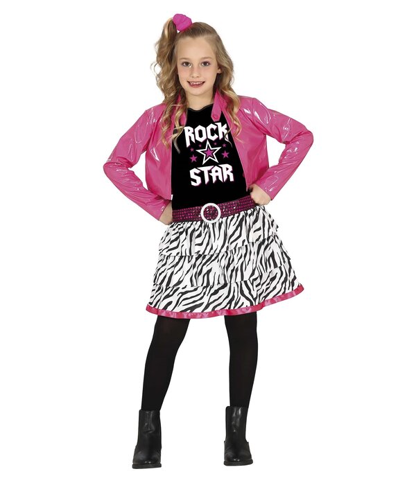 Rock Star Disco Outfit Kind Roze/Zwart
