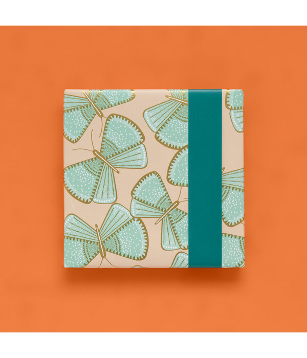 Inpakpapier Dubbelzijdig Vlinder / Donkergroen (3m)