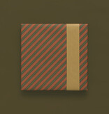 Inpakpapier Gestreept Cognac/Green - Gold (3m)