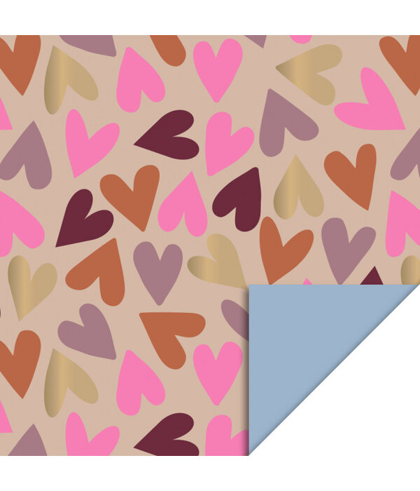 Inpakpapier Big Hearts Nude / Navy Blue (3m)