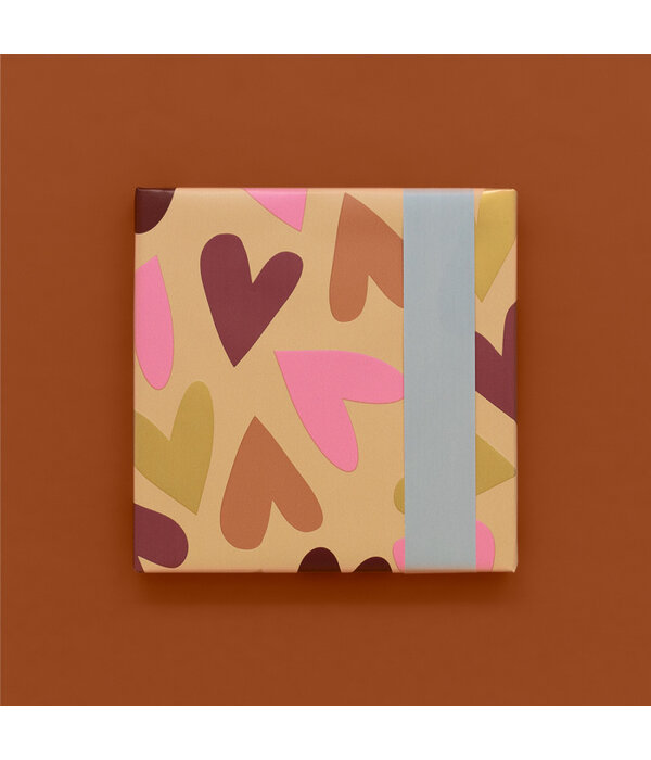 Inpakpapier Big Hearts Nude / Navy Blue (3m)