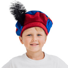 Pietenmuts kind rood/blauw luxe