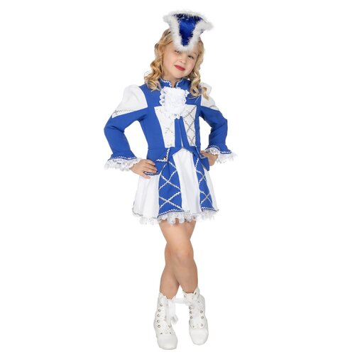 Dansmarietje kostuum kind blauw/wit