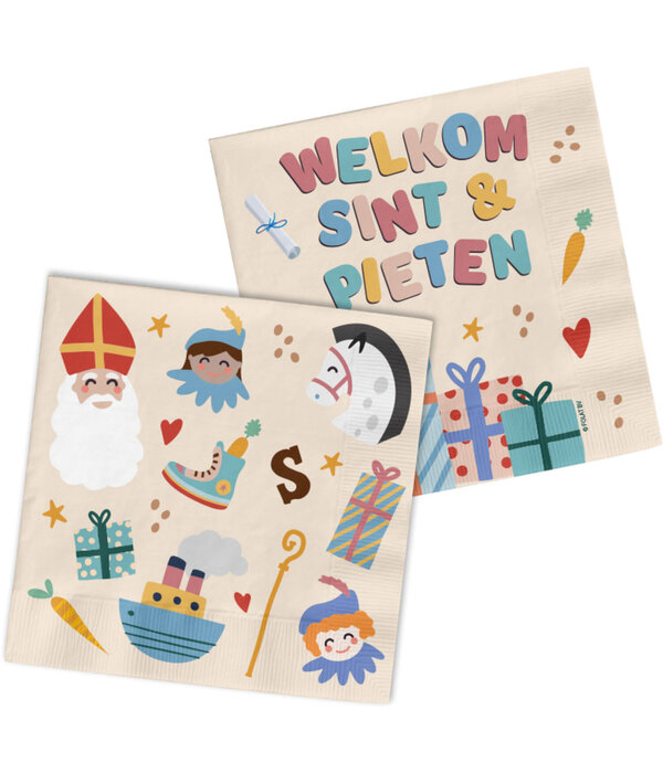 Servetten Welkom Sint & Piet Cartoon (20st)