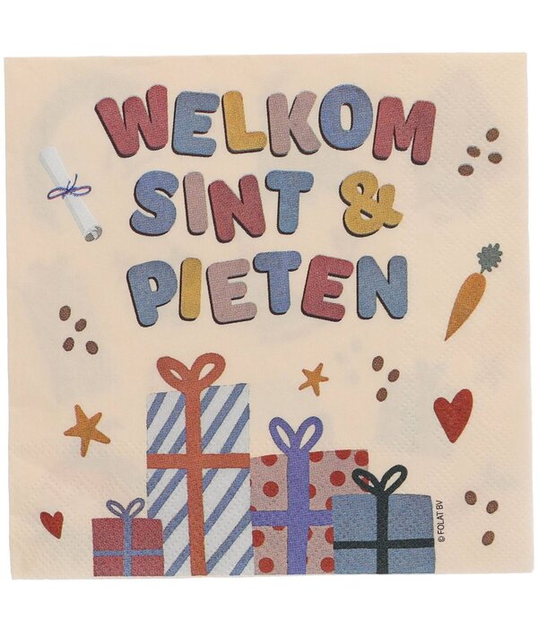 Servetten Welkom Sint & Piet Cartoon (20st)
