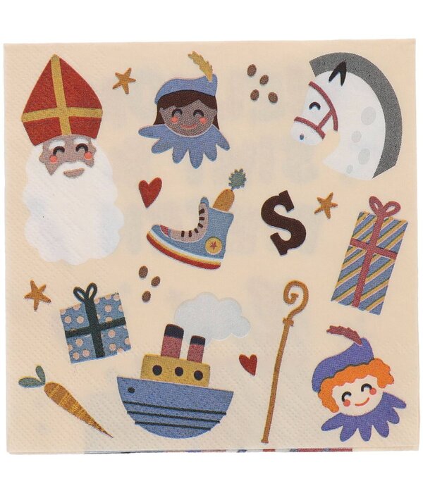 Servetten Welkom Sint & Piet Cartoon (20st)