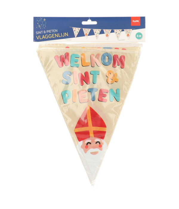 Vlaggenlijn Welkom Sint & Piet Cartoon (6m)
