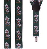 Bretel Tiroler groen/zwart met edelweiss bloem