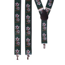 Bretel Tiroler groen/zwart met edelweiss bloem