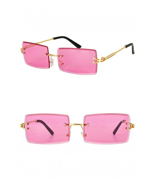Bril Rechthoek Met Roze Glazen