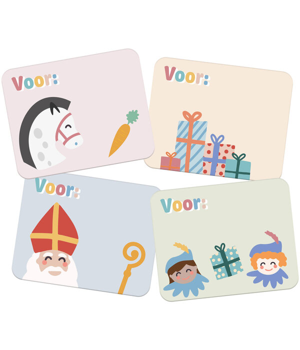 Naamstickers Sint & Piet Cartoon (50st)