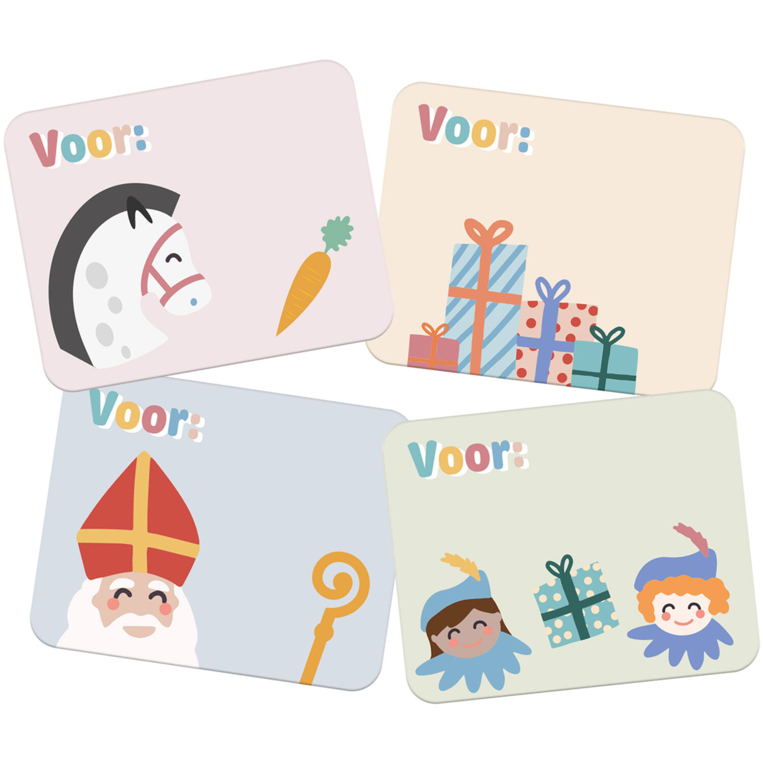 Naamstickers Sint & Piet Cartoon (50st)