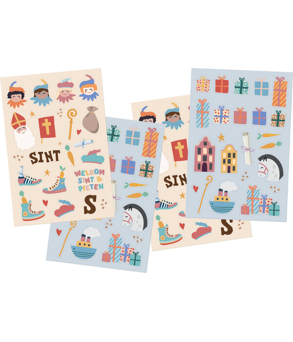 Stickervellen Sint & Piet Cartoon