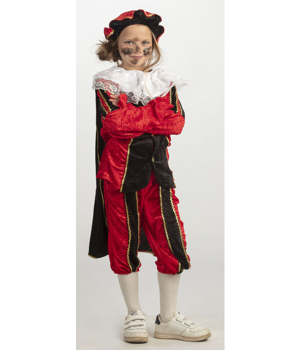 Pietenpak meisje rood/zwart luxe